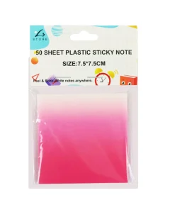 Pink Plastic Sticky Notes 50 sheets 7.5 x 7.5cm