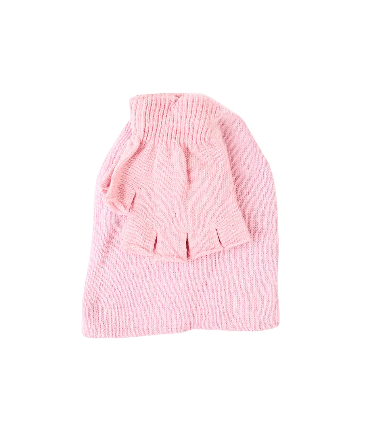 Pink Polyester Beanie & Fingerless Glove Set