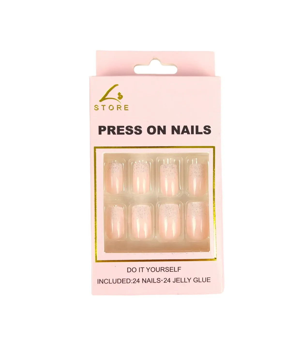 Pink Press On Nails 24pc