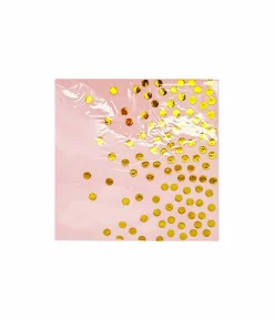 Pink With Gold Dots Large Napkins 20pc