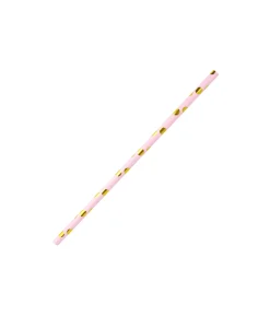 Pink With Gold Dots Paper Straws 40pk