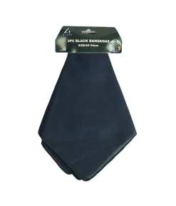 Plain Black Bandanas 54x54cm 3pc