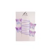 Purple Glitter Butterfly Shape Hair Clip Set 4pk