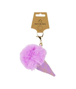Purple Ice Cream PomPom Keyring