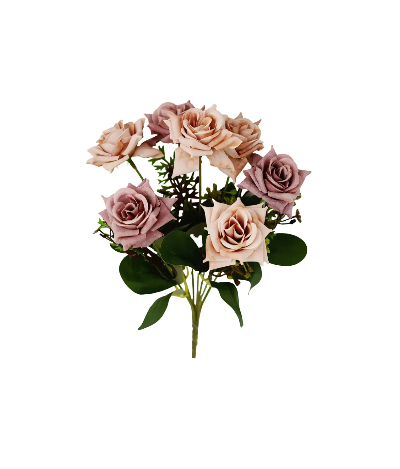 Purple Rose Bunch 7 Head 32cm