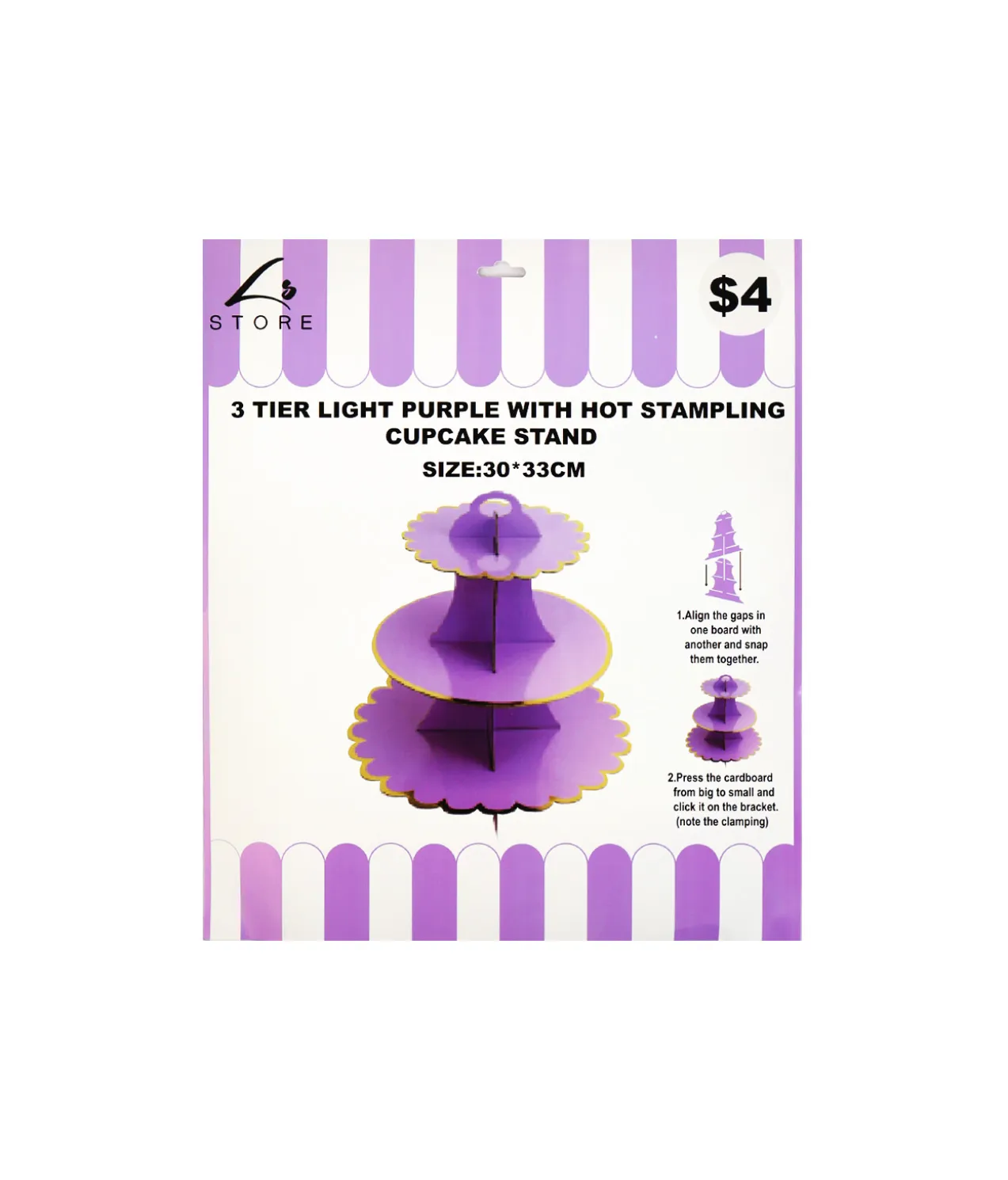 Purple With Gold Hot Stamp Cupcake 3 Tier Stand