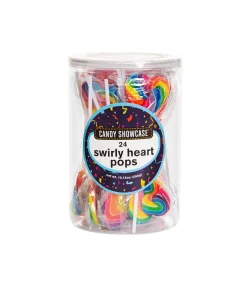 Rainbow Heart Swirly Pop 24pk