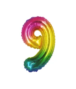 Rainbow Jelly Foil Number Balloon 9