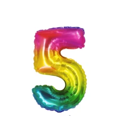 Rainbow Jelly Foil Number Balloon 5