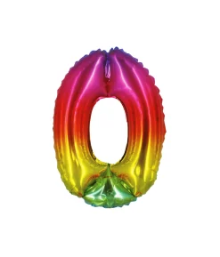 Rainbow Jelly Foil Number Balloon 0