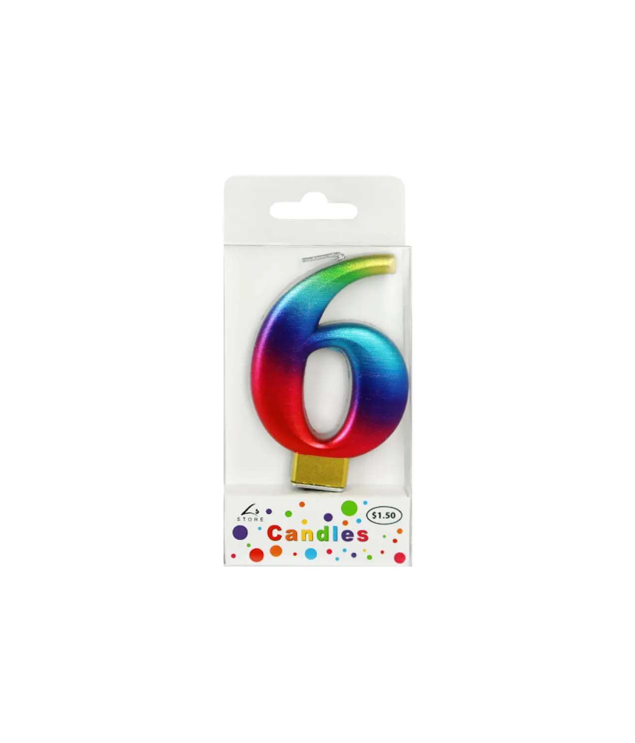 Rainbow Metallic Number Candle 6