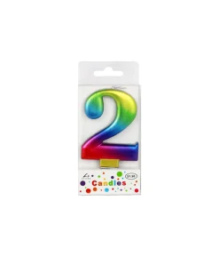 Rainbow Metallic Number Candle 2