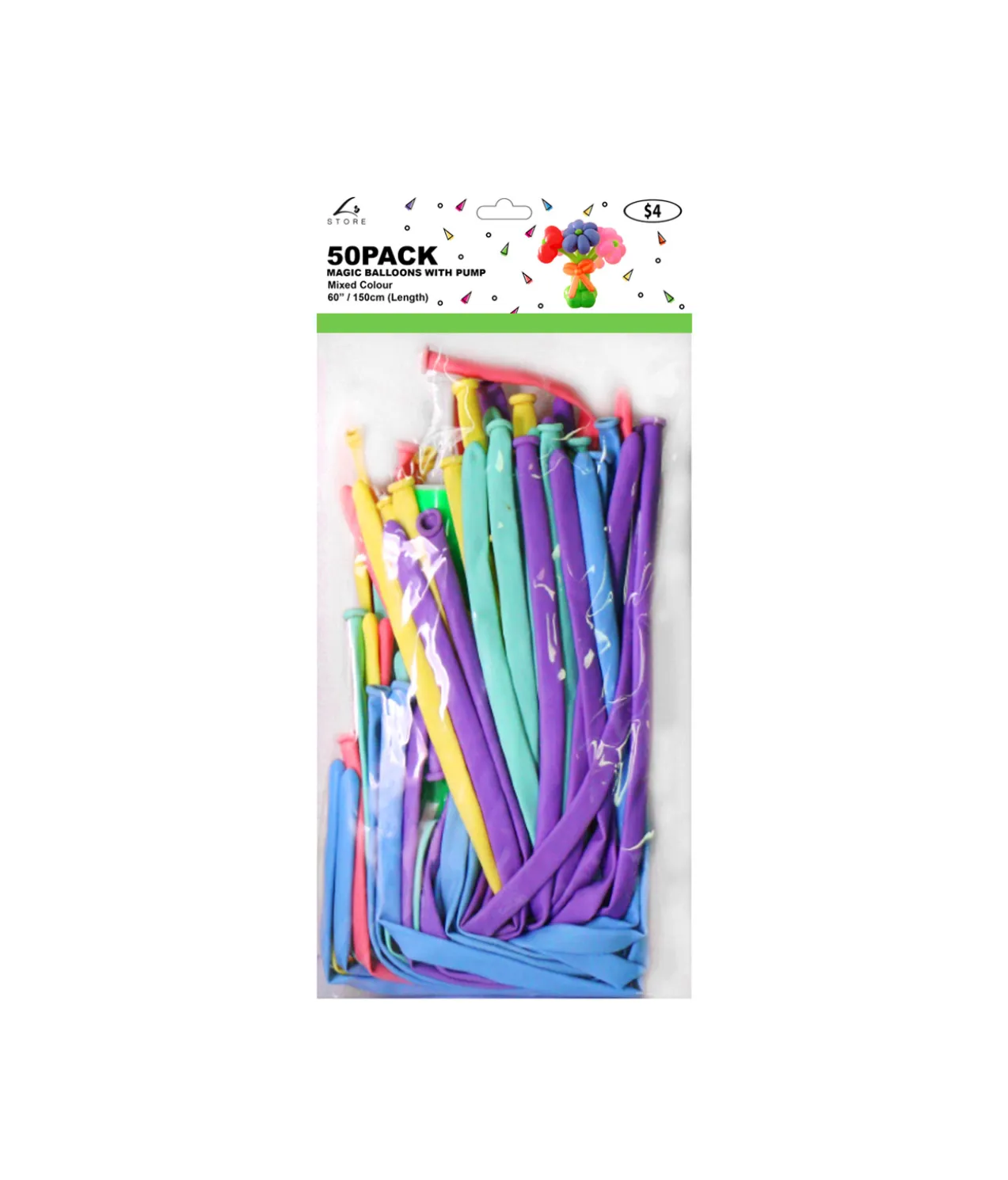 Rainbow Mixed Magic Balloons With Pump 50pcs