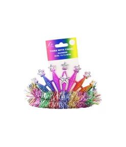 Rainbow Tiara With Tinsel 12.7x10cm