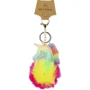 Rainbow Unicorn PomPom Keyring