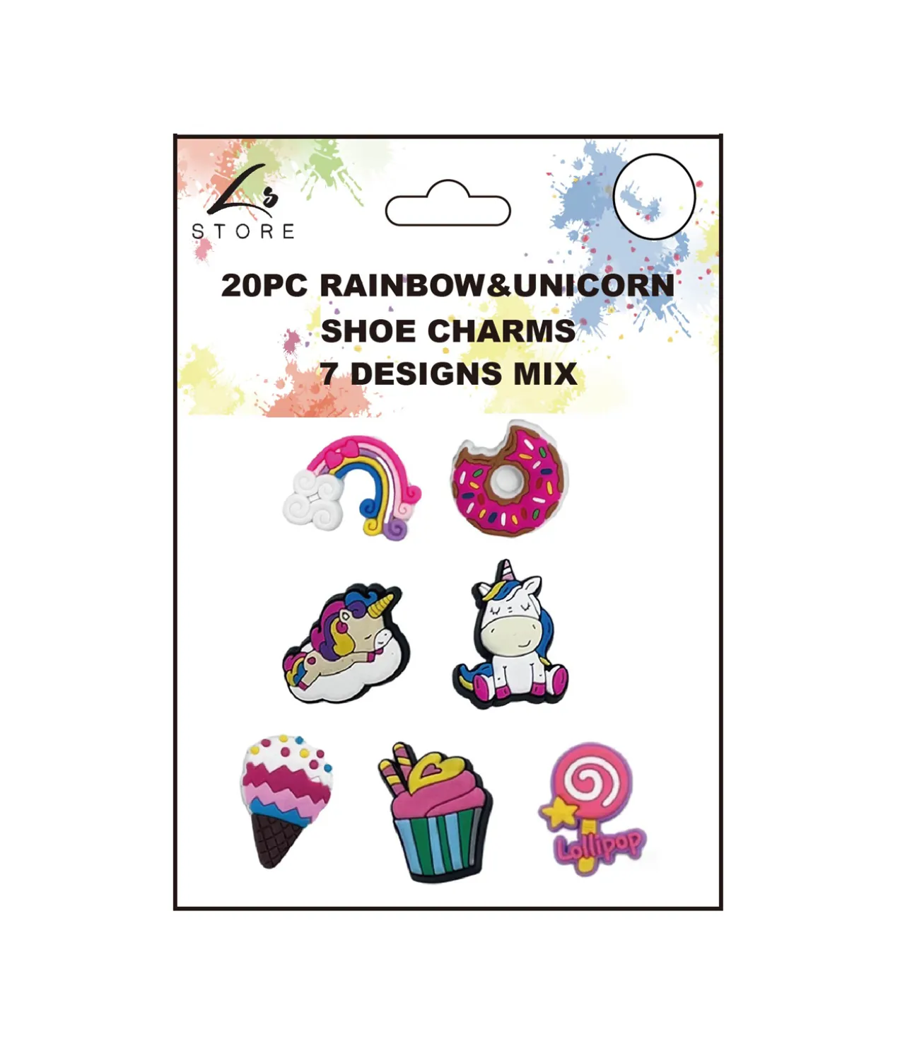 Rainbow & Unicorn Shoe Charms 20pc