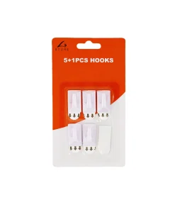 5 Rectangle Hooks +1 Adhesive