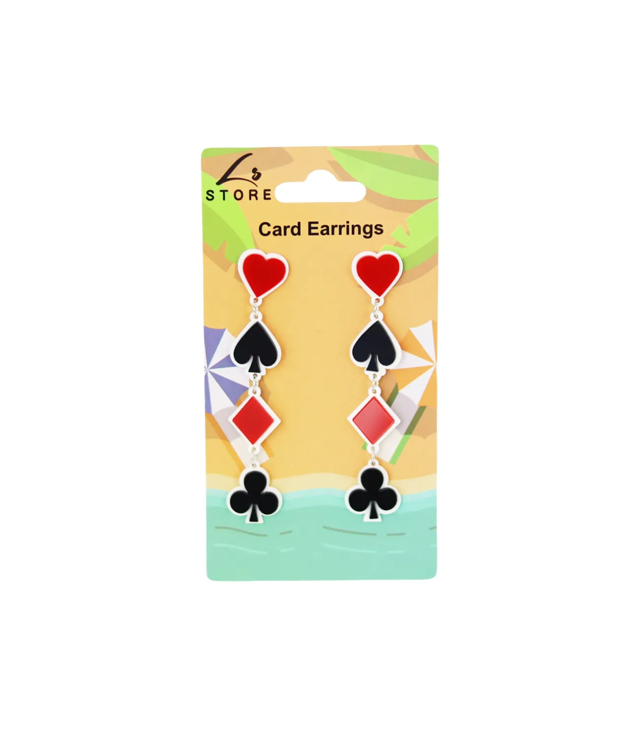 Red Black Card Earrings 9cm