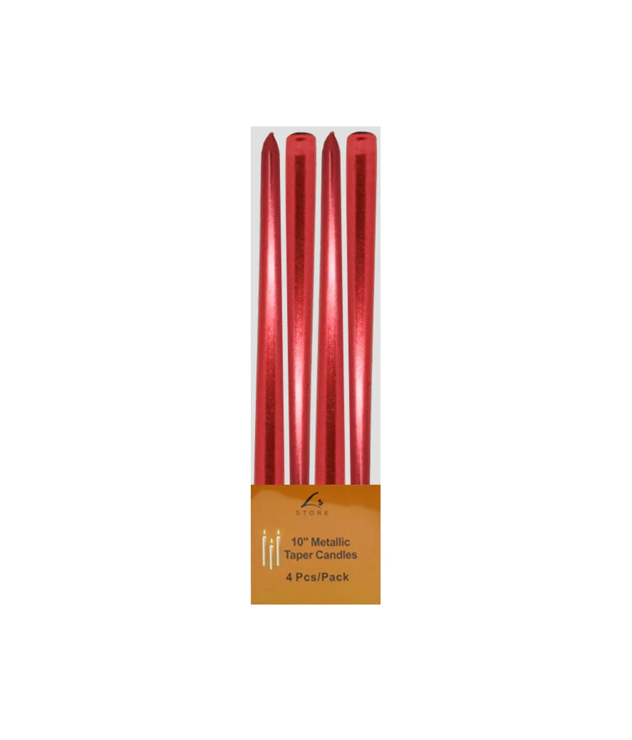 Red Metallic Taper Candles 4pk