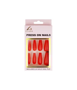 Red Press On Nails 24pc