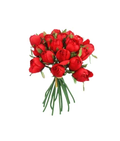 Red Rose Bud 18 Head 28cm