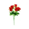 Red Rose Bush 9 Heads 38cm