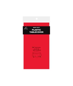 Red Round Plastic Tablecover 213x213cm