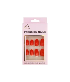 Red Round Press On Nails 24pc