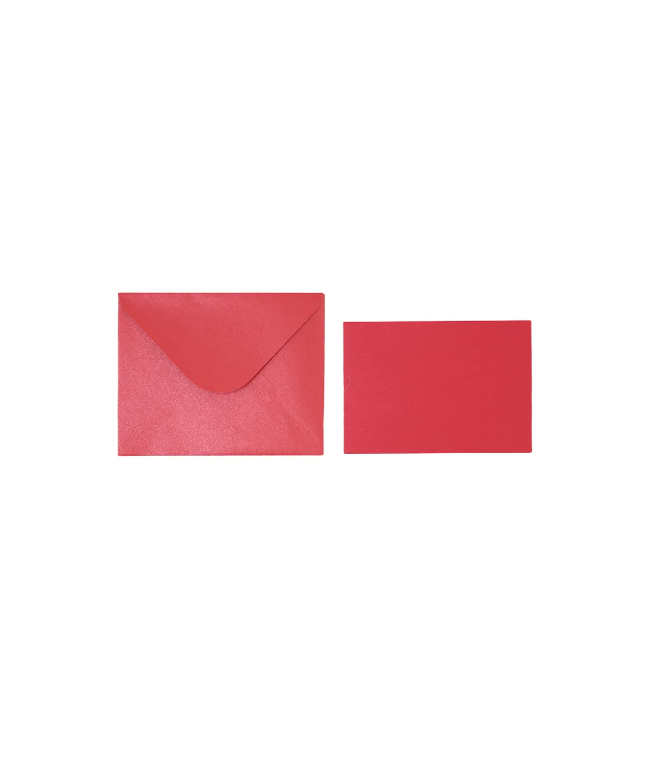 Red Small Pearlised Cards & Envelopes Set 12pc