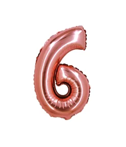 Rose Gold Air Fill Number 6 Balloon