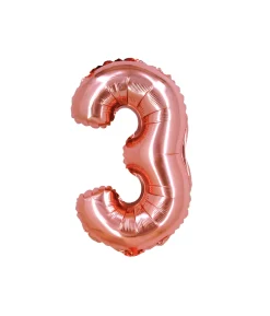 Rose Gold Air Fill Number 3 Balloon