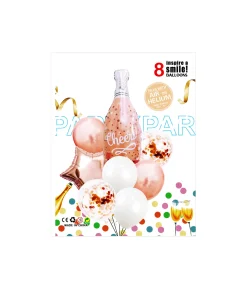 Rose Gold Cheers Party Balloon Set 8pc