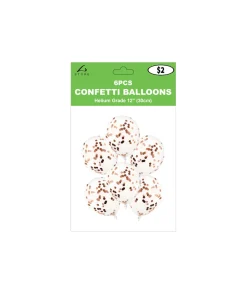 Rose Gold Confetti Latex Balloons 12inch 6pk