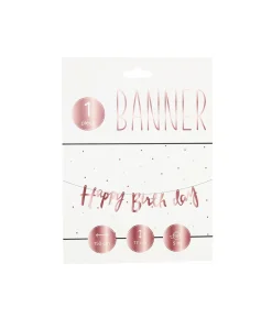 Rose Gold Happy Birthday Banner