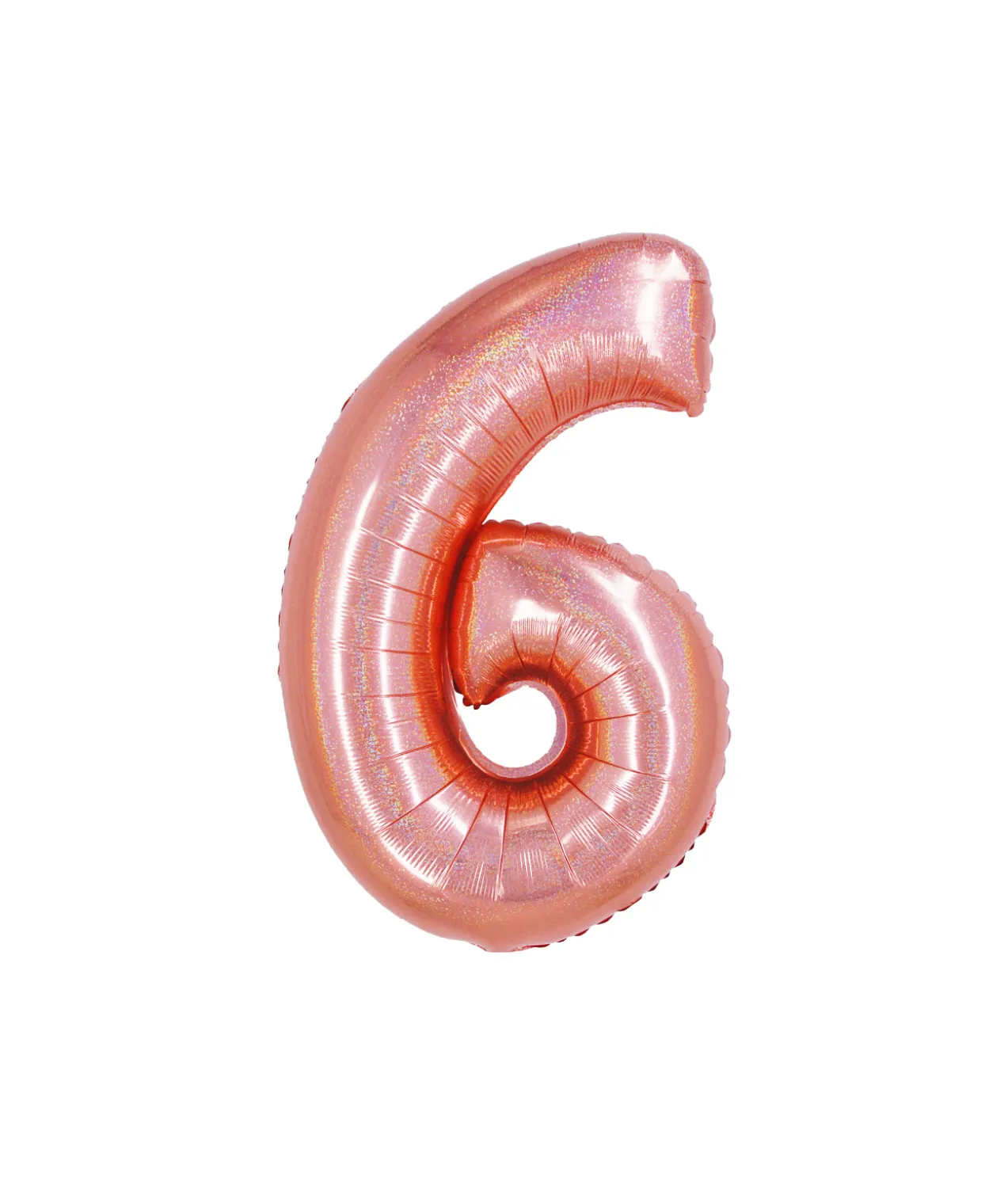 Rose Gold Holographic Foil Number Balloon 6