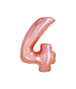 Rose Gold Holographic Foil Number Balloon 4