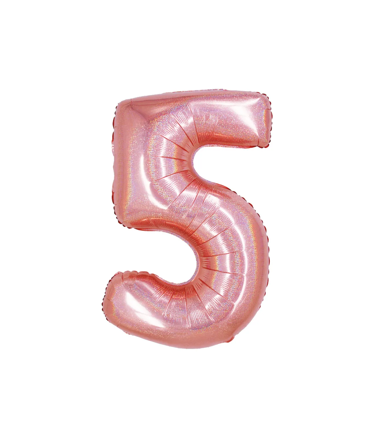 Rose Gold Holographic Foil Number Balloon 5