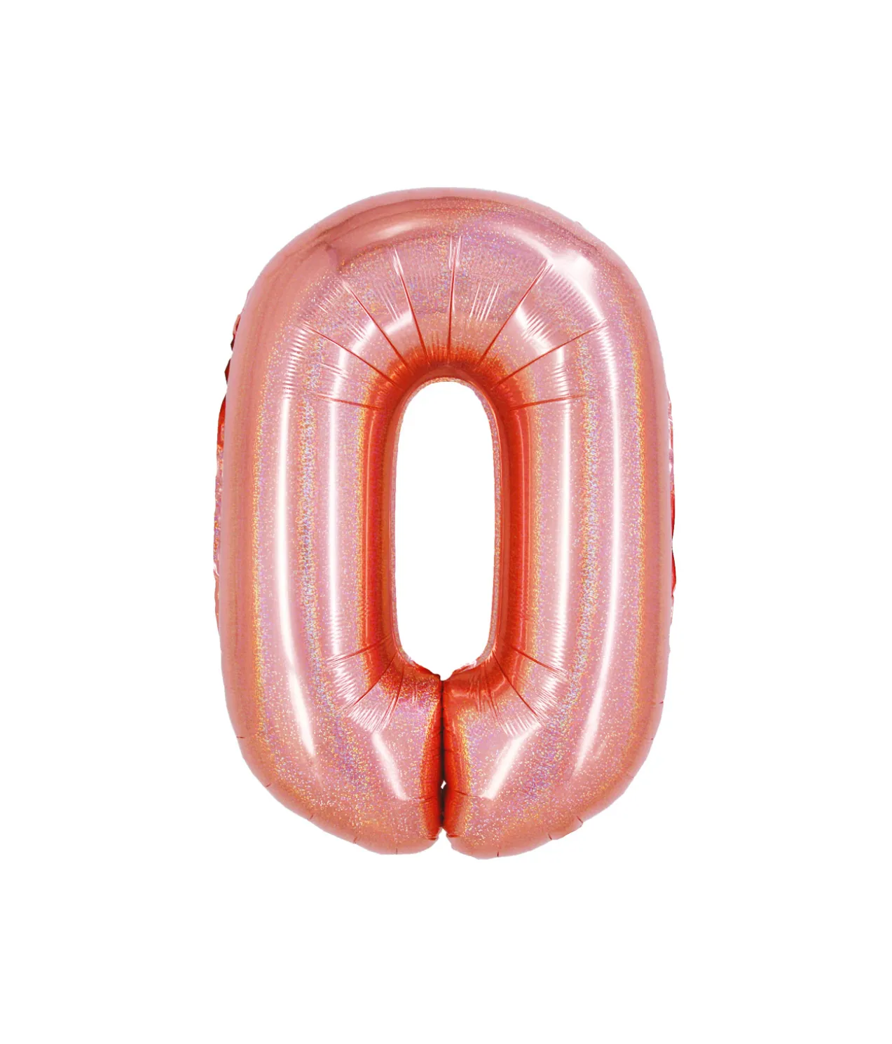 Rose Gold Holographic Foil Number Balloon 0