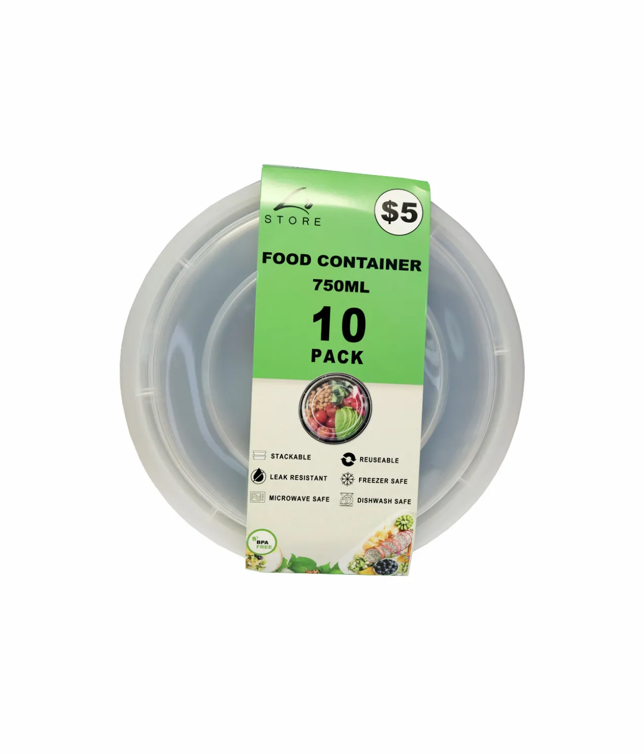 Round Take Aways Containers 10pk 750ml