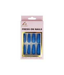 Royal Blue Glitter Press On Nails 24pc