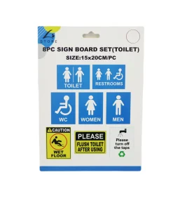 Sign Board Set (Toilet) 8pc 15x20cm