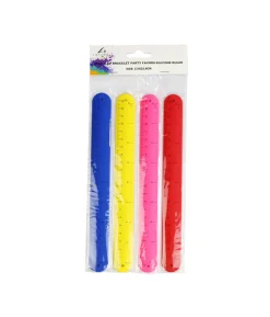 Silicone Ruler Slap Bracelet Set 4pc 2.5x 22.8cm