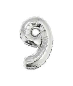 Silver Air Fill Number 9 Balloon