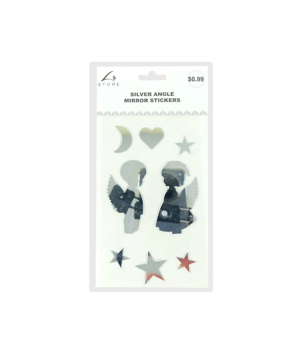 Silver Angle Mirror stickers 19.5x10cm