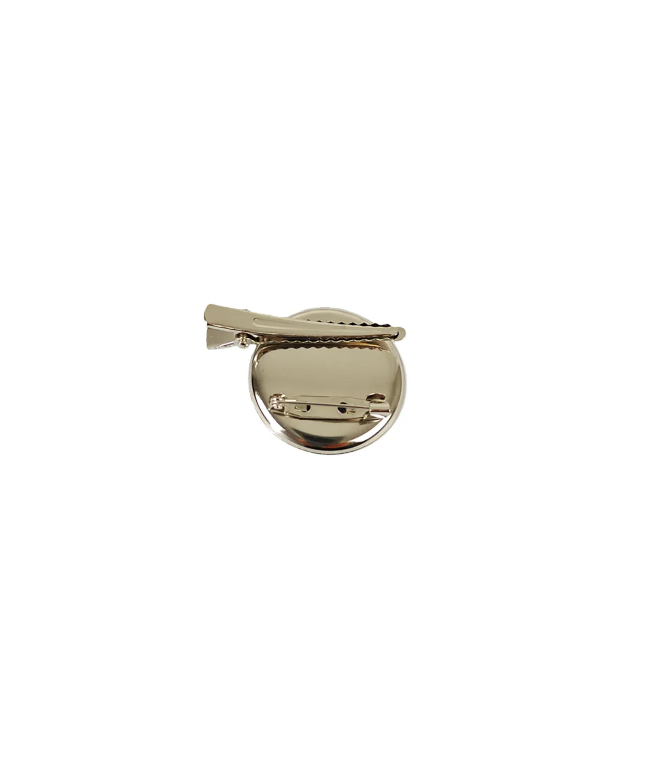 Silver Brooch Blank Round Tray with Alligator Clip 6pc