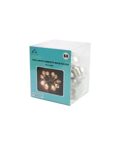 Silver Confetti Bulb Cool White Lights 1.65m