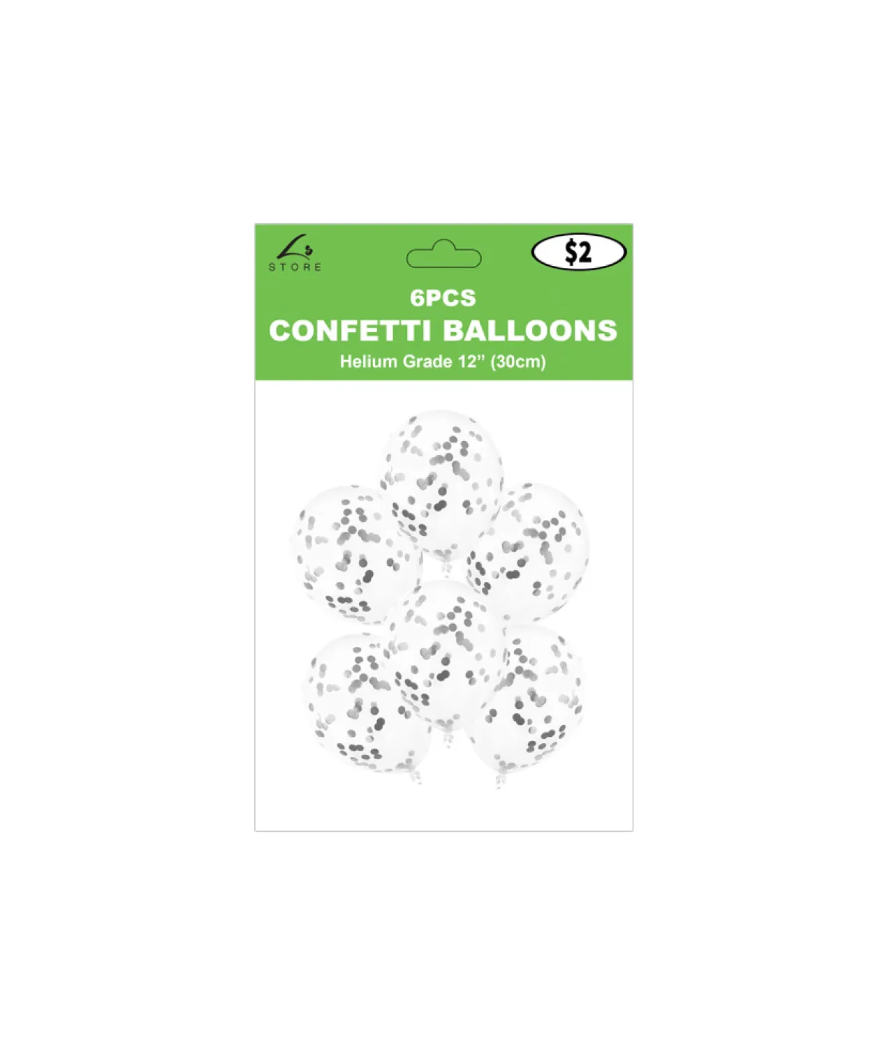 Silver Confetti Latex Balloons 12inch 6pk