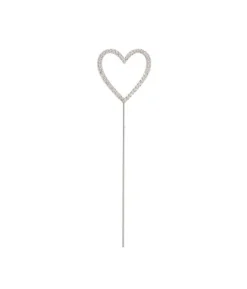 Silver Diamante Cake Topper Heart