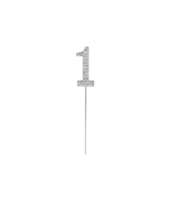 Silver Diamond Cake Topper Number 1