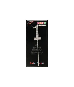 Silver Diamond Cake Topper Number 1
